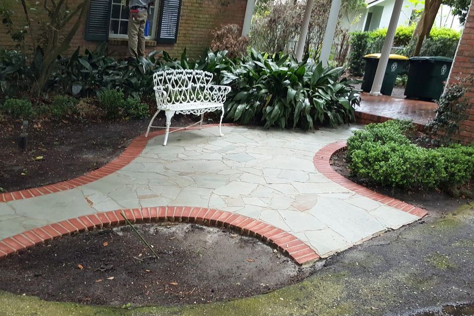 The same flagstone patio after cleaning