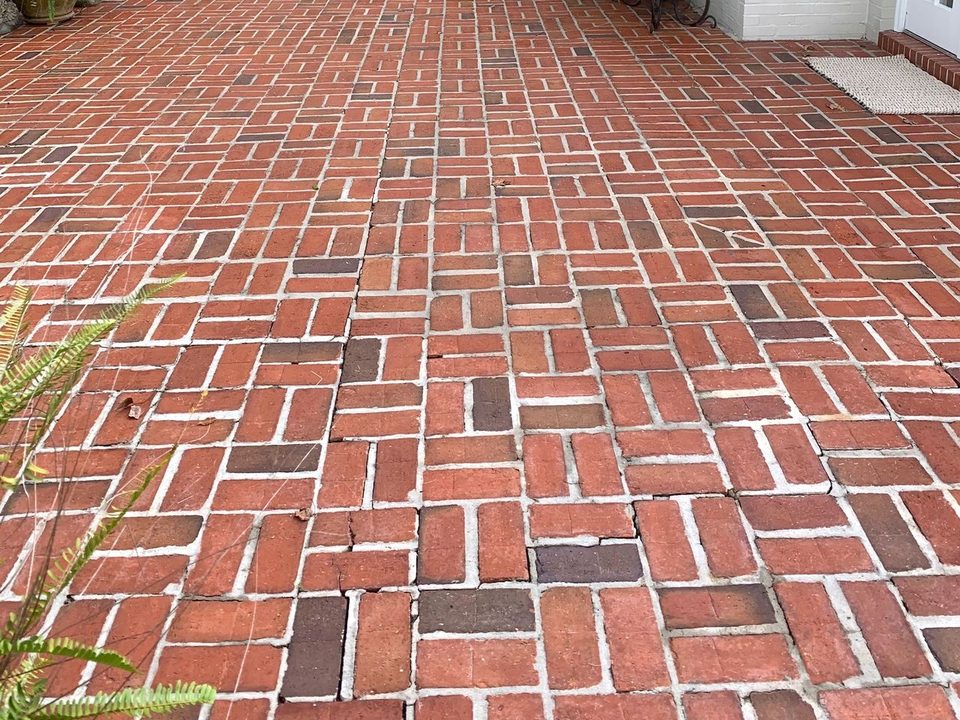 The same brick walkway after cleaning