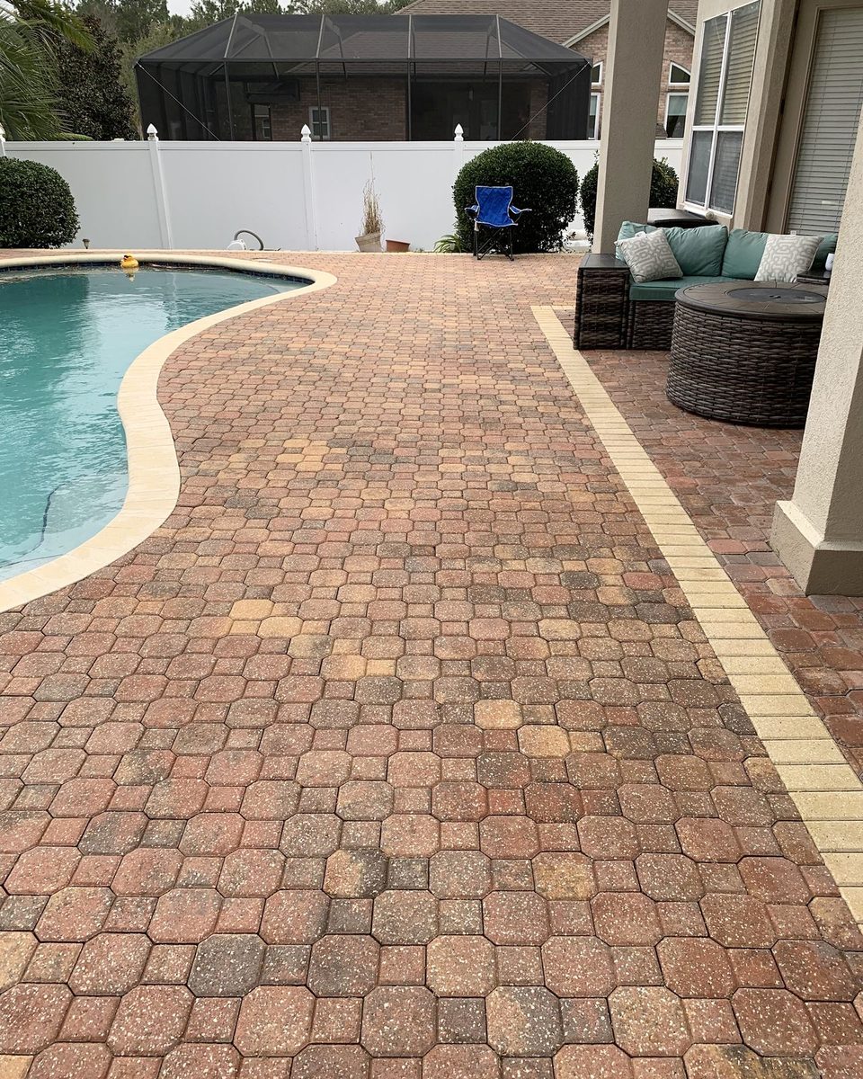 The same paver deck after cleaning